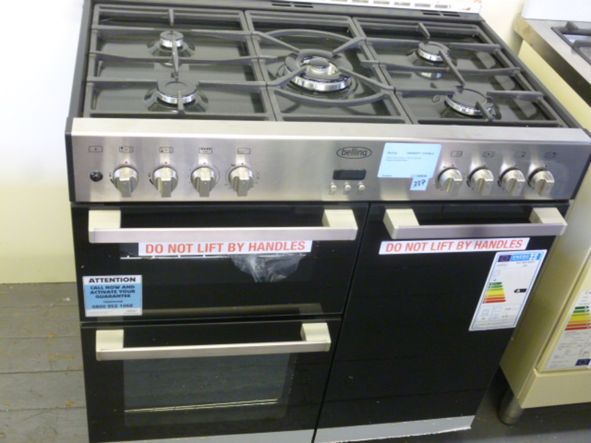 BELLING DB490DFT Dual Fuel Range Cooker 90cm Stainless & black