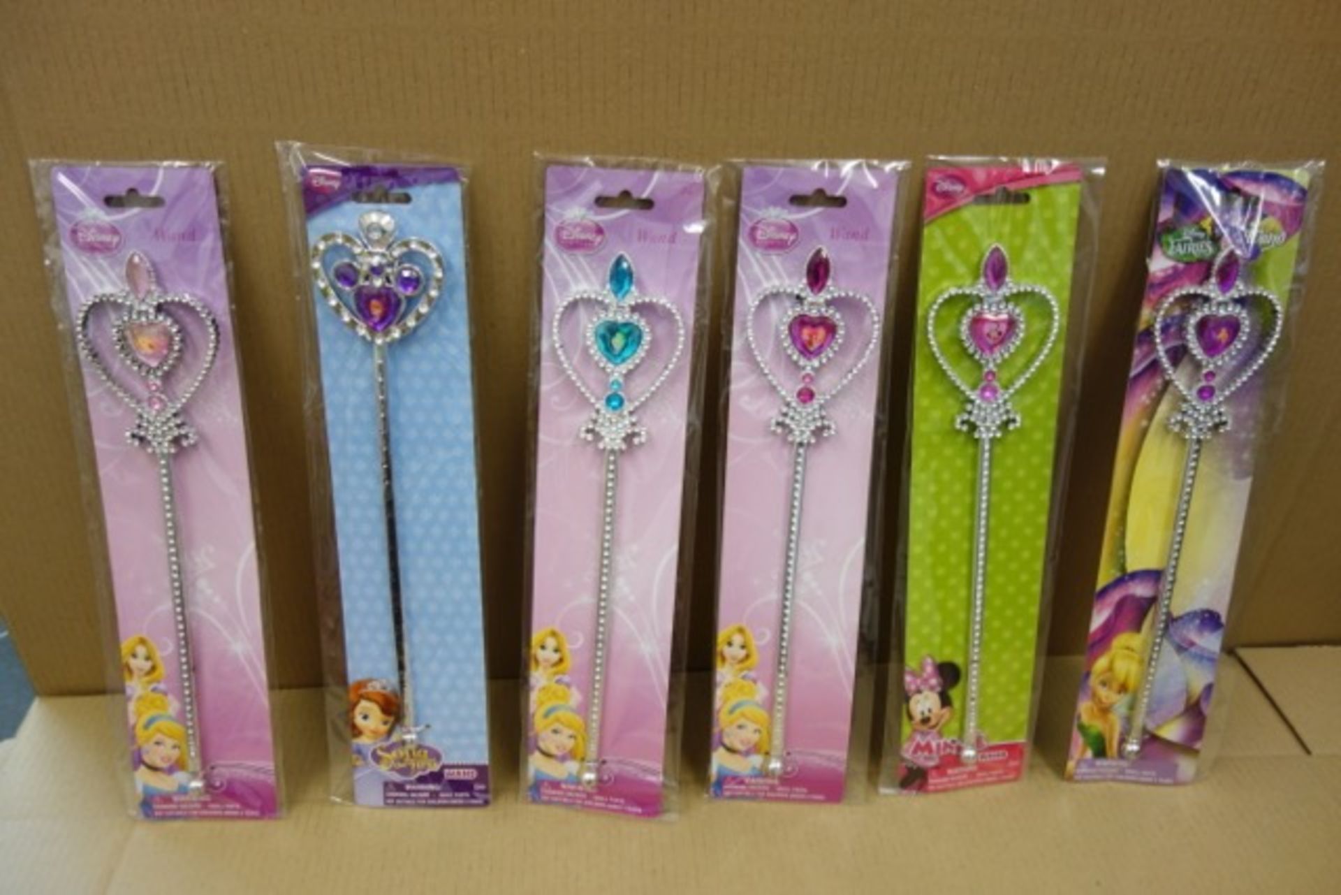 240 x Disney Wands's. Includes: Princesses, Fairies, Minnie Mouse & Sofia the First. High Quality