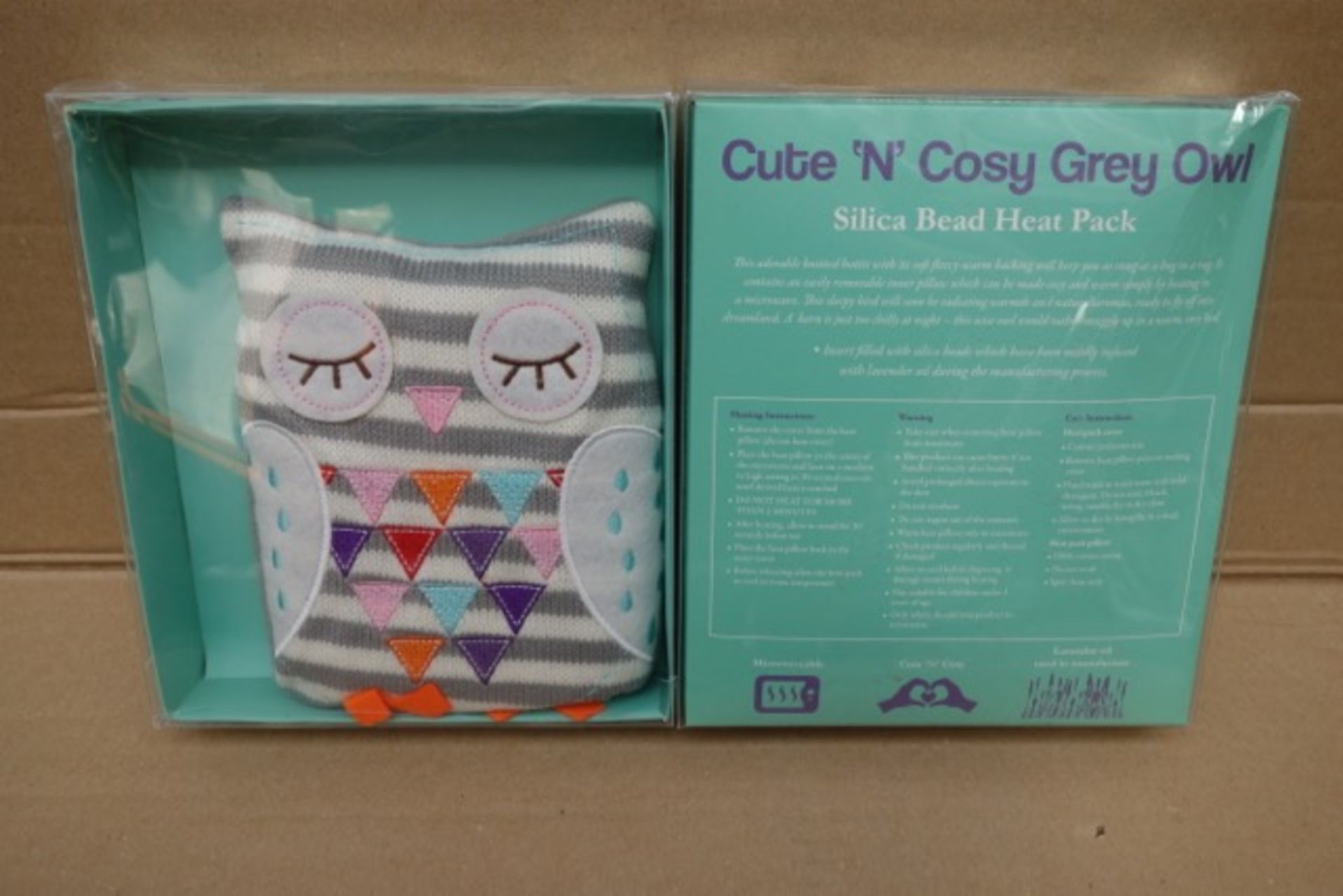 12 x Cute 'N' Cosy Grey Owl Silica Bead Heat Pack. This adorable knitted hottie with its soft