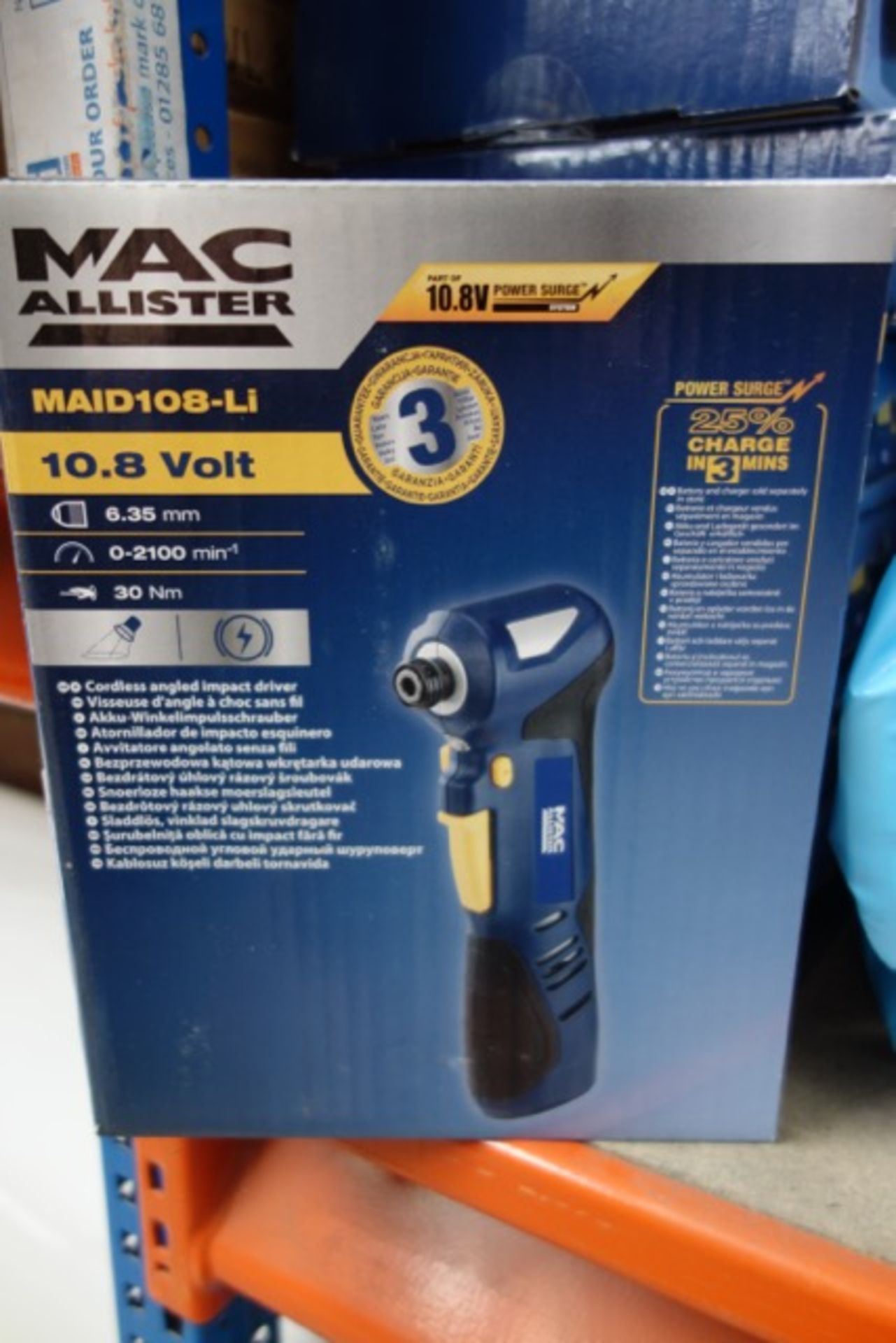 12 x Mac Allister. MAID108-Li. 10.8v Cordless Angled Impact Driver's. Surplus end of line stock,