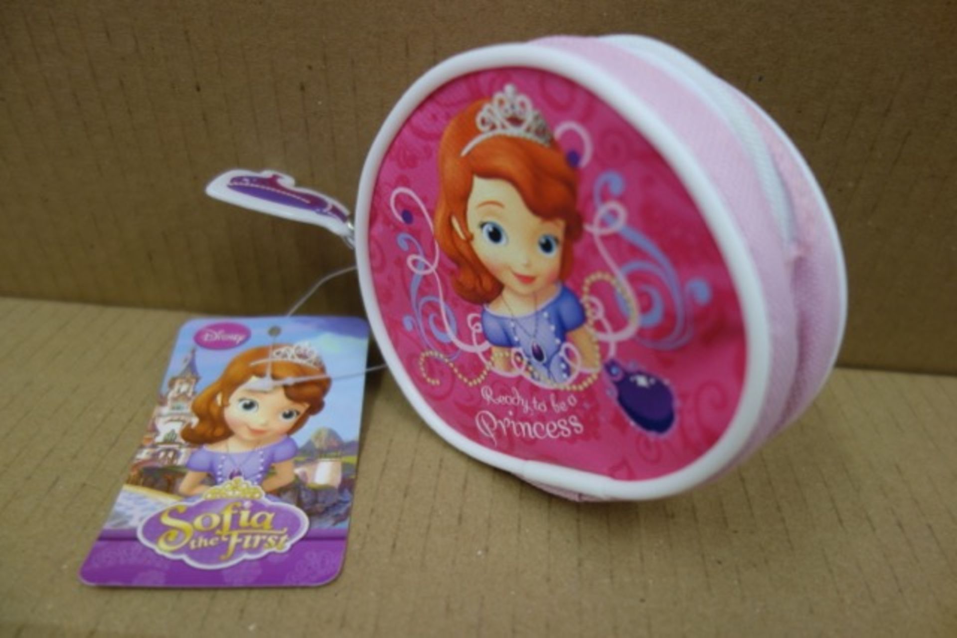 144 x Disney Sofia the First Coin Purse's. 'Ready to be a Princess'. RRP £4.99 each, giving this lot