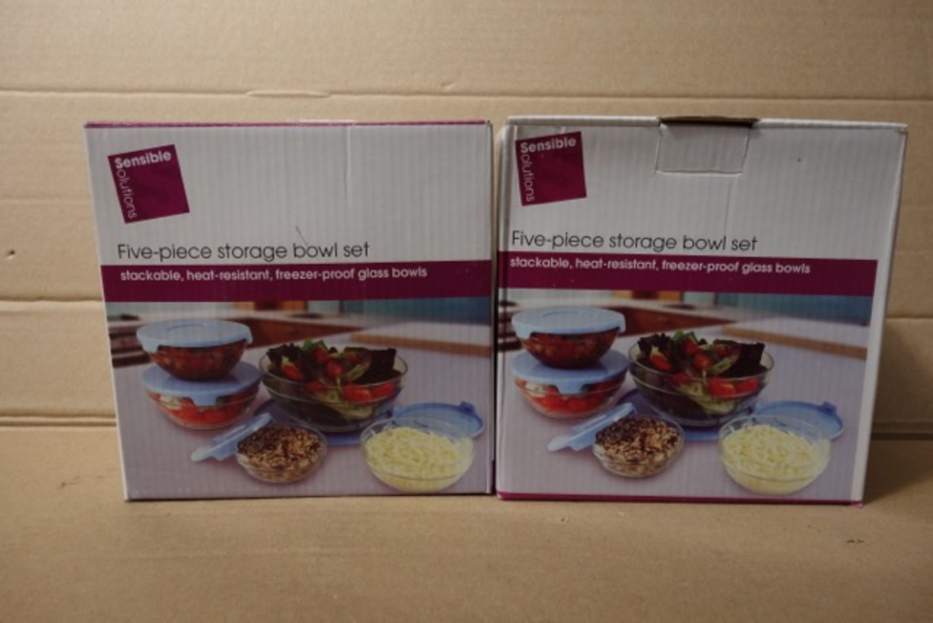 36 x Sensible Solutions Five-Piece Storage Bowl Set's. Stackable, heat resistant, freezer-proof