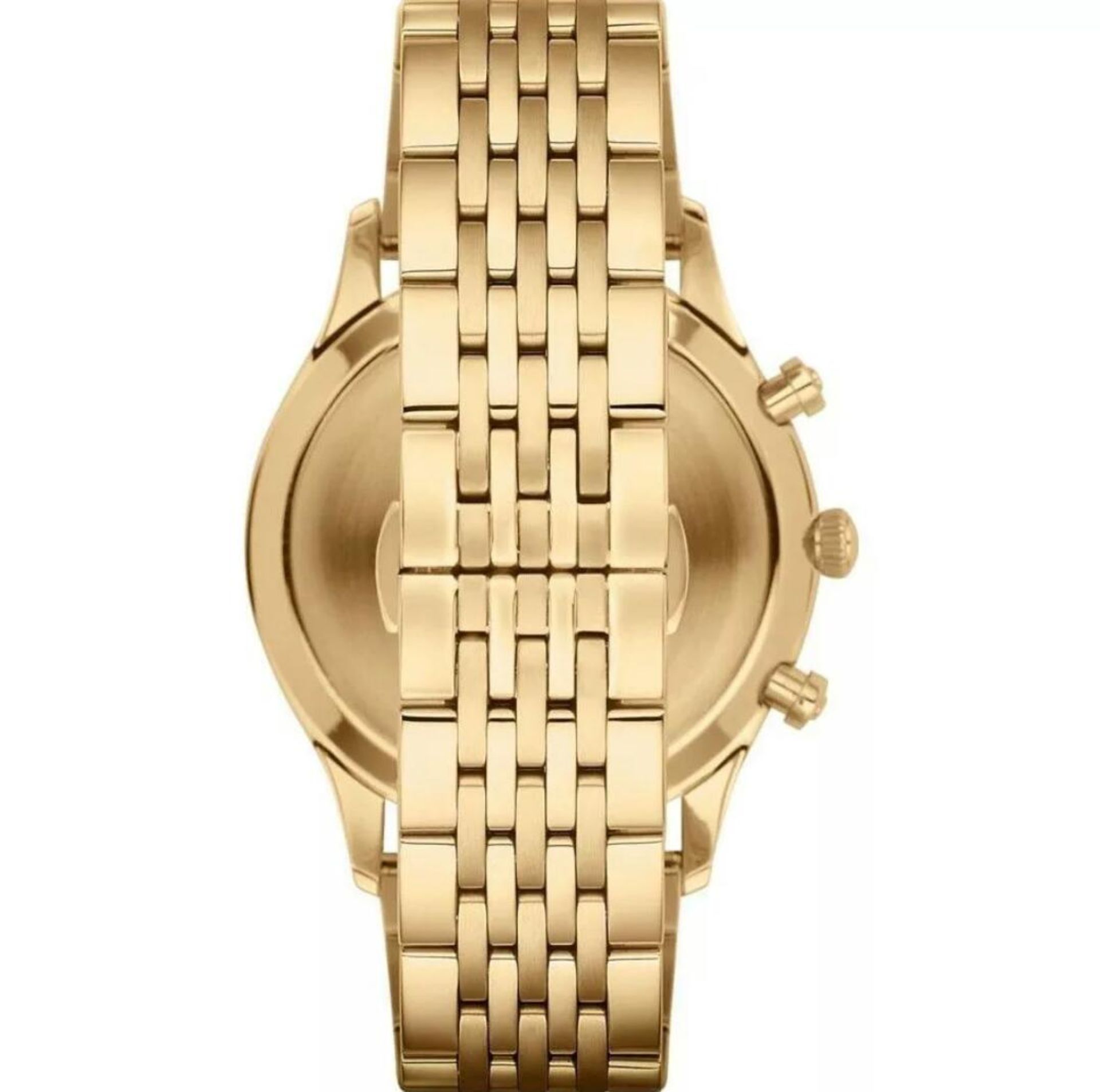 BRAND NEW GENTS EMPORIO ARMANI AR1893, GOLD TONE BRACELET WATCH, COMPLETE WITH ORIGINAL ARMANI WATCH - Image 2 of 2