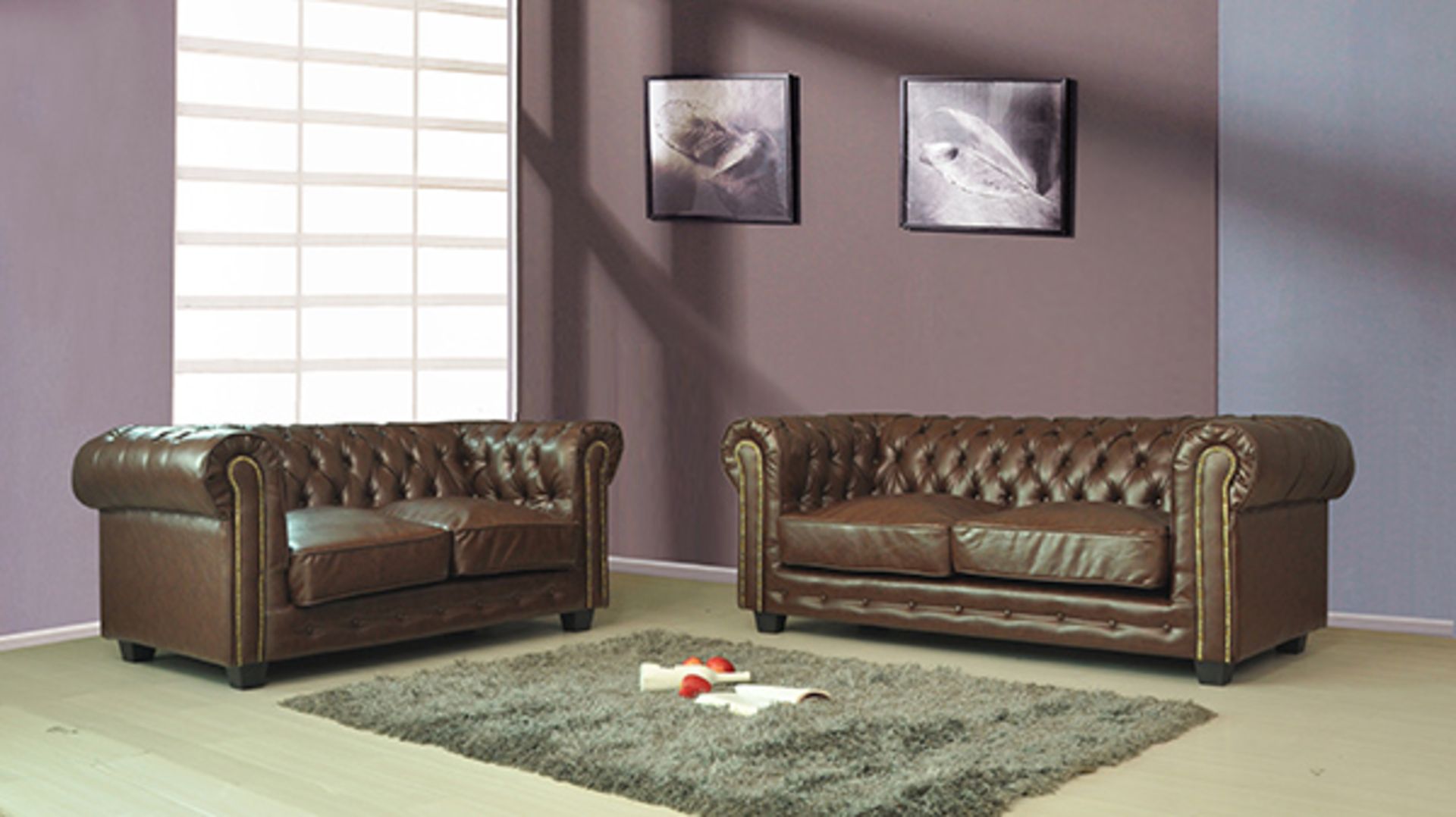 chesterfield 3 seater and 2 seater sette