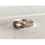 SILVER KNOT RING. FULLY HALLMARKED FOR BIRMINGHAM. SIZE M. FREE UK DELIVERY. NO VAT.