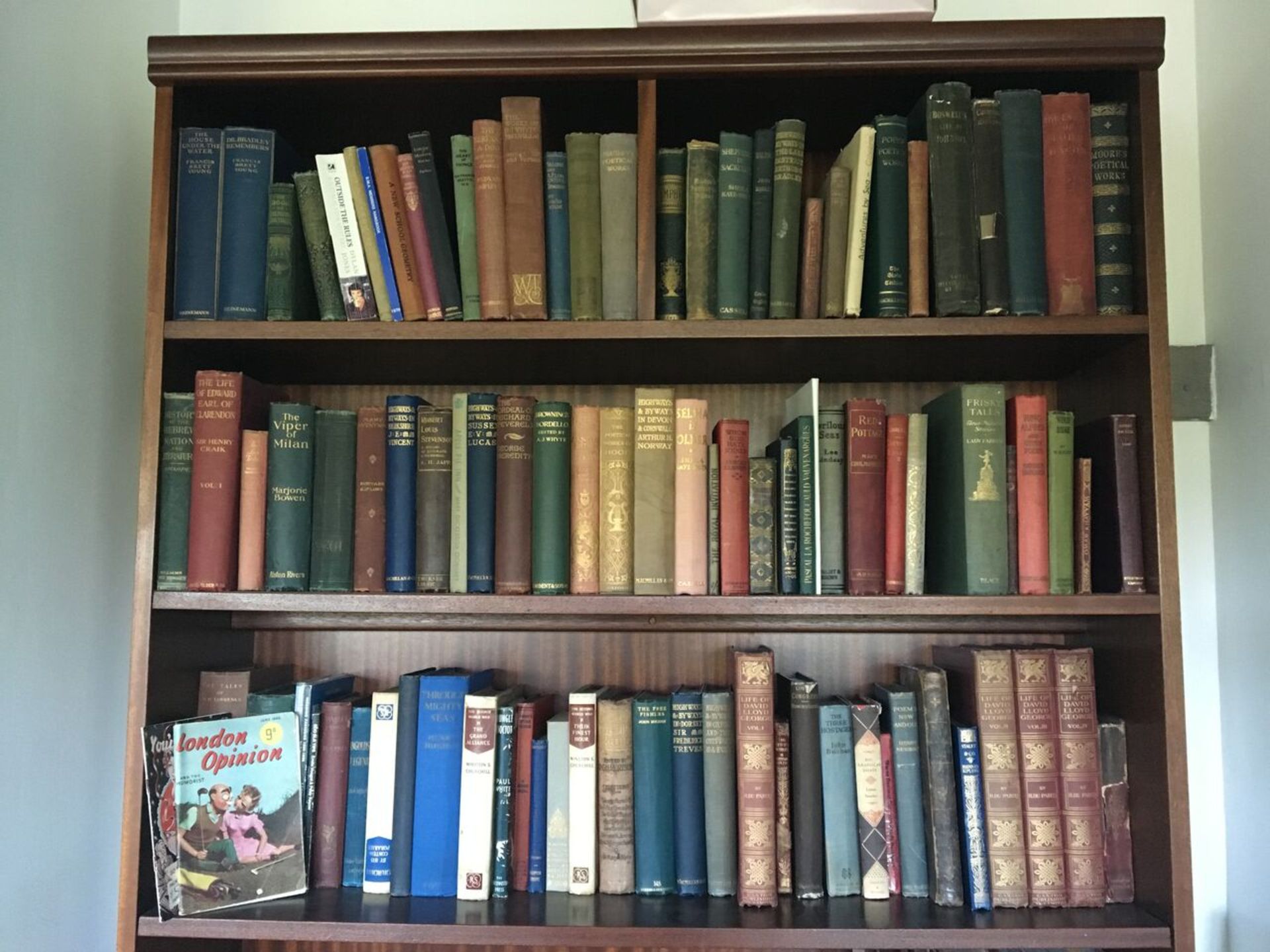 THREE SHELVES OF ANTIQUE BOOKS DUE TO SHOP CLOSURE, CIRCA 100 BOOKS WITH AN RRP IN EXCESS OF £2,