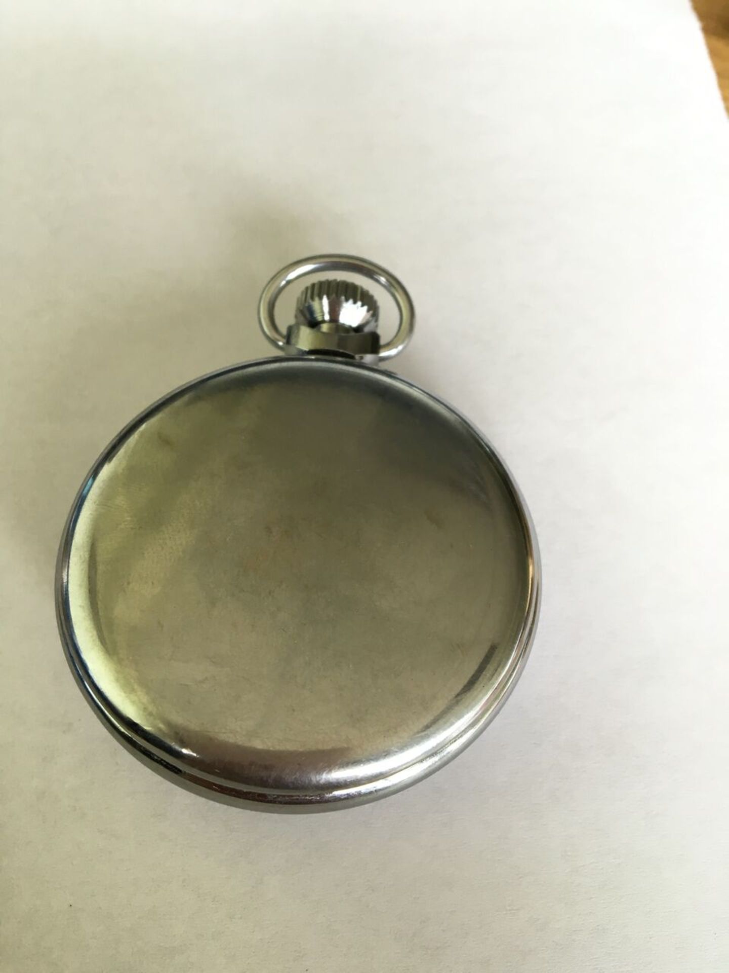 POCKET WATCH BY SMITHS IN CHROME CASE AND IN WORKING ORDER. FREE UK DELIVERY. NO VAT. - Image 2 of 3