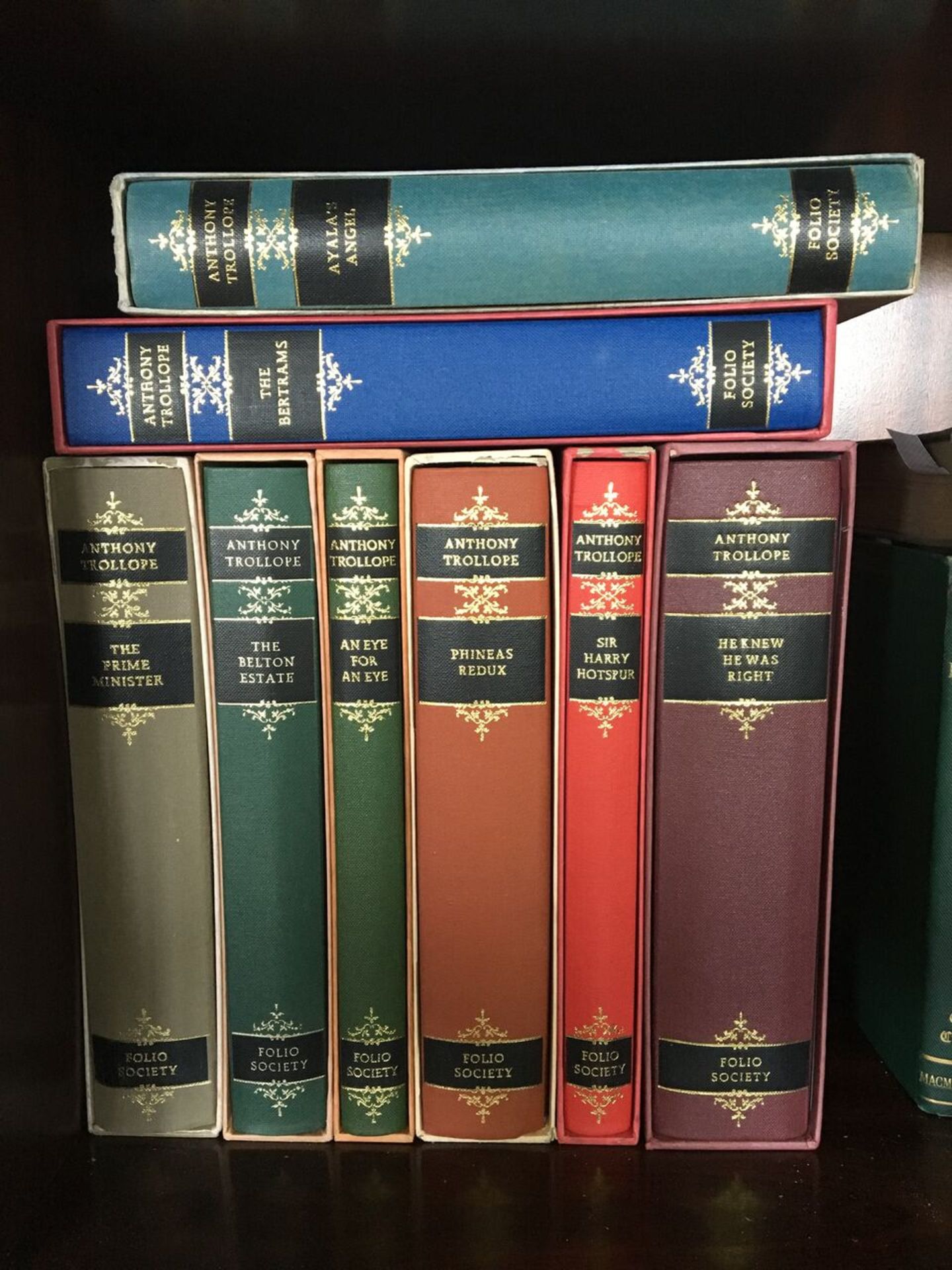 A GOOD COLLECTION OF EIGHT FOLIO SOCIETY BOOKS, ALL NOVELS BY ANTHONY TROLLOPE. CLASSIC FOLIO