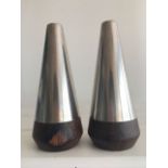 PAIR MID CENTURY MODERN 1960s A & B LUNDTOFTE SALT & PEPPER. Stainless Steel & Rosewood, iconic