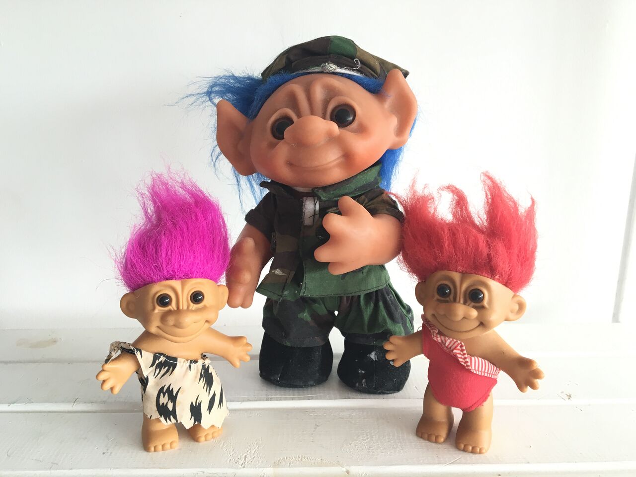 GROUP OF THREE ORIGINAL TROLL DOLLS / TROLLS (3). FREE UK DELIVERY. NO VAT.