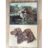 PAIR OF VINTAGE FURNISHING PRINTS DEPICTING GUN DOGS / POINTERS / SETTERS. ONE FRAMED (NO GLASS) ONE