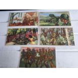 SET OF TREFIN TOFFEE COLOUR POSTCARDS TO COMMEMORATE WWII (5). FREE UK DELIVERY. NO VAT.