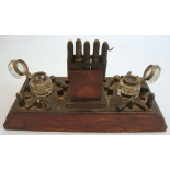 WW1 Period 'Trench Art' Desk Stand & Two Ink Wells, Decorated With Shells, Bombs and Bullets