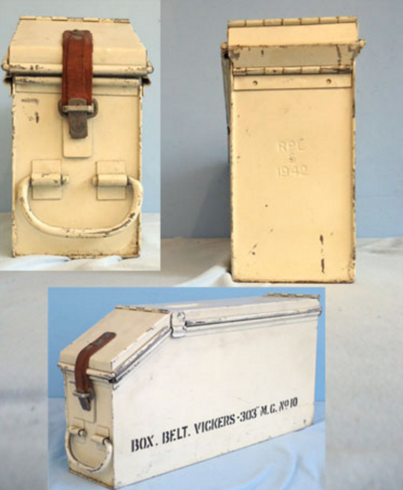 WW2 1942 dated 303 Vickers Machine Gun Ammunition Box No10, A Vickers 250 Round Machine Gun Belt - Bild 3 aus 3