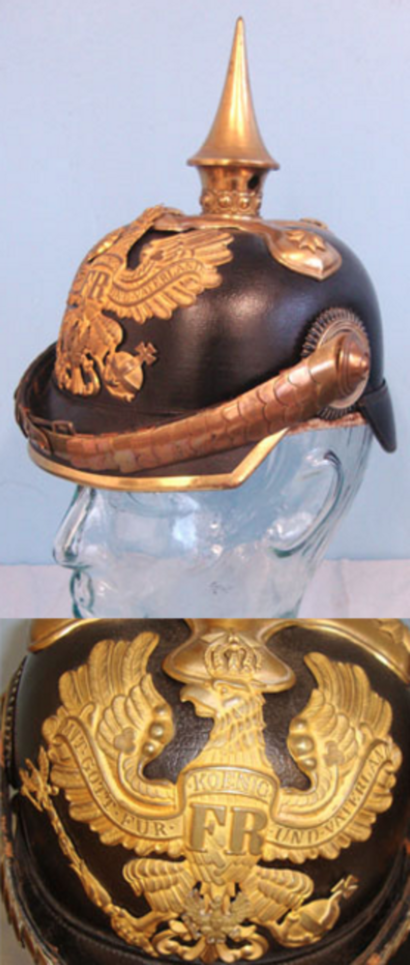 SUPERB, Original, WW1 Era, Prussian Officer's Pickelhaube Helmet With Imperial State Cockades - Image 2 of 3