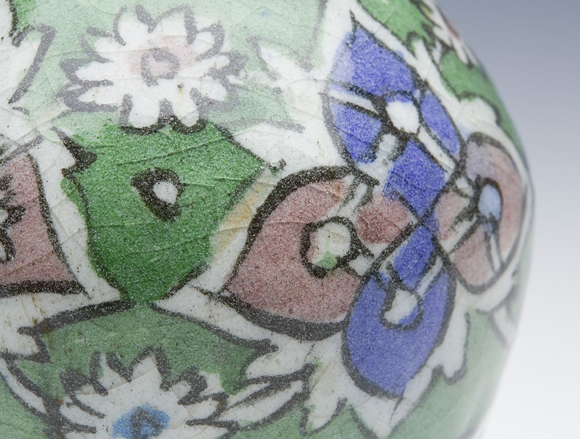 ANTIQUE MIDDLE EASTERN FLORAL BOTTLE VASE 18/19TH C. - Image 6 of 8