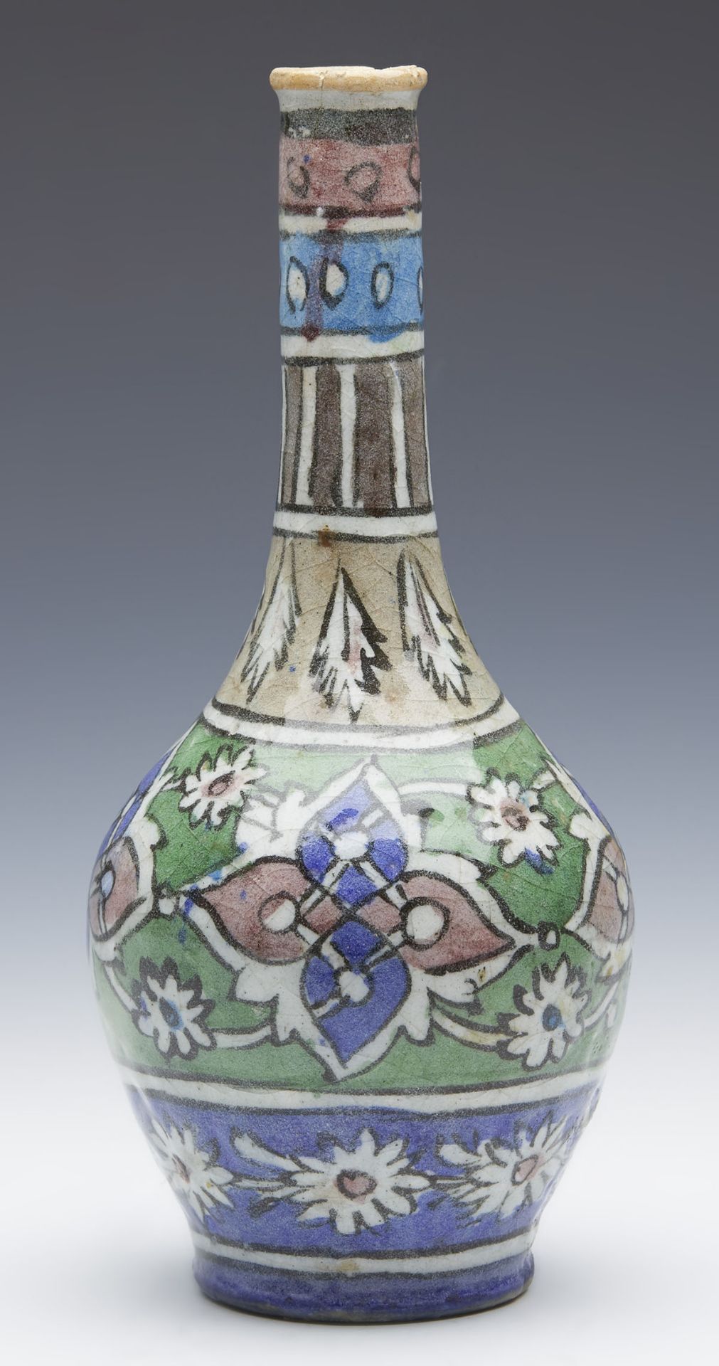 ANTIQUE MIDDLE EASTERN FLORAL BOTTLE VASE 18/19TH C.