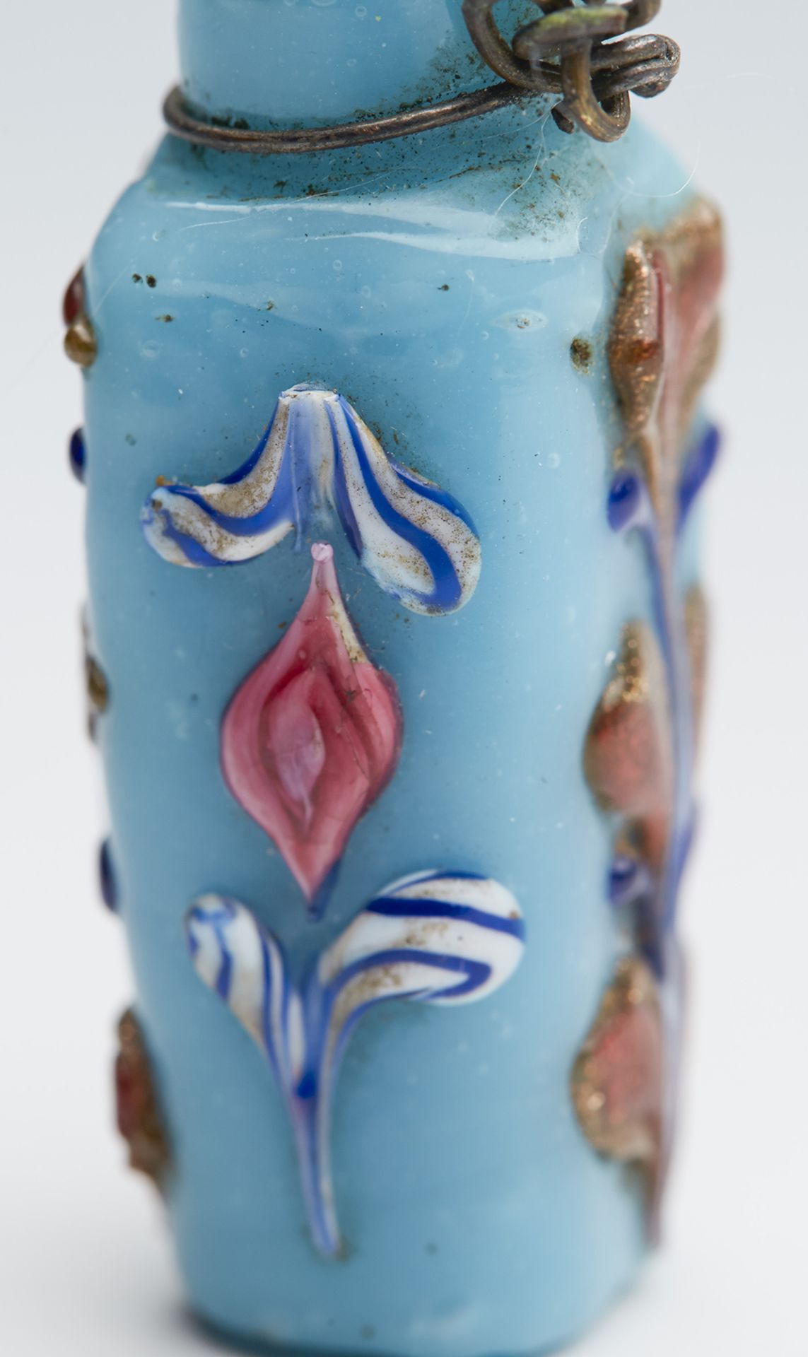 ANTIQUE VENETIAN GLASS ENAMEL DESIGN SCENT BOTTLE 19TH C. - Image 9 of 10