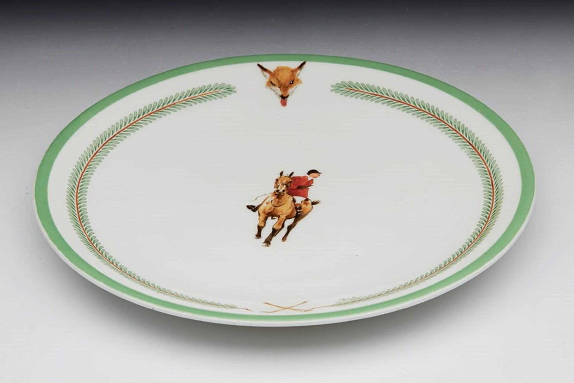 ART DECO ROYAL WORCESTER FOX HUNTING PLATE SIGNED J HENDRY 1933 - Image 10 of 10
