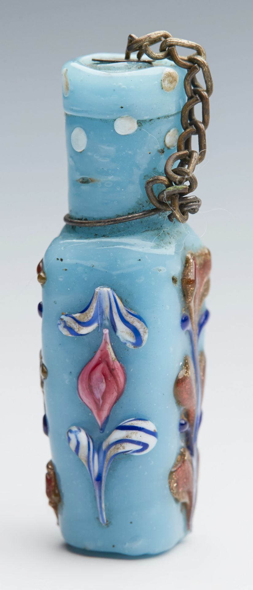 ANTIQUE VENETIAN GLASS ENAMEL DESIGN SCENT BOTTLE 19TH C. - Image 6 of 10