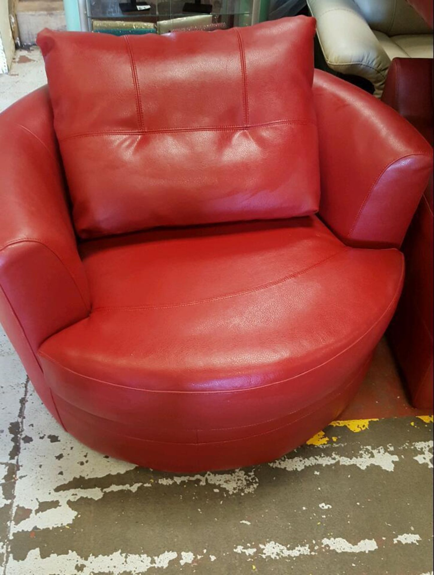2 Two Seater Red Sofa's with Tub Chair - Image 3 of 4