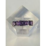 Ladies Gold Ring Set With Five Princess Cut Purple TopazLadies Gold Ring Set With Five Princess