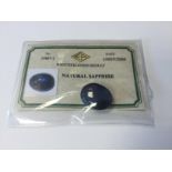 40.62ct Natural Blue Sapphire Oval/Cabochon Transparent with certificate(17.41 x 22.22 x 10.21mm)