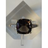 9ct Gold Diamond Set Smokey Quartz Ring9ct Gold Diamond Set Smokey Quartz Ring