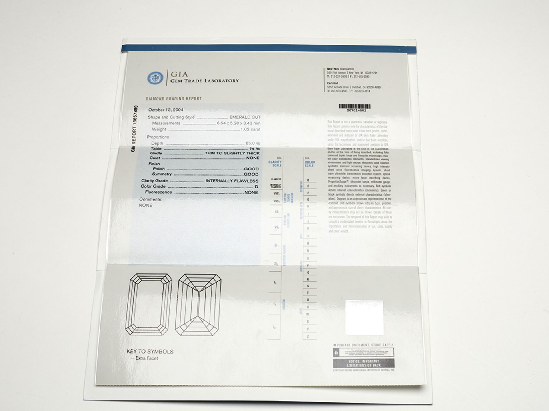 Platinum Emerald Cut 1.02ct Diamond Ring - Image 6 of 6