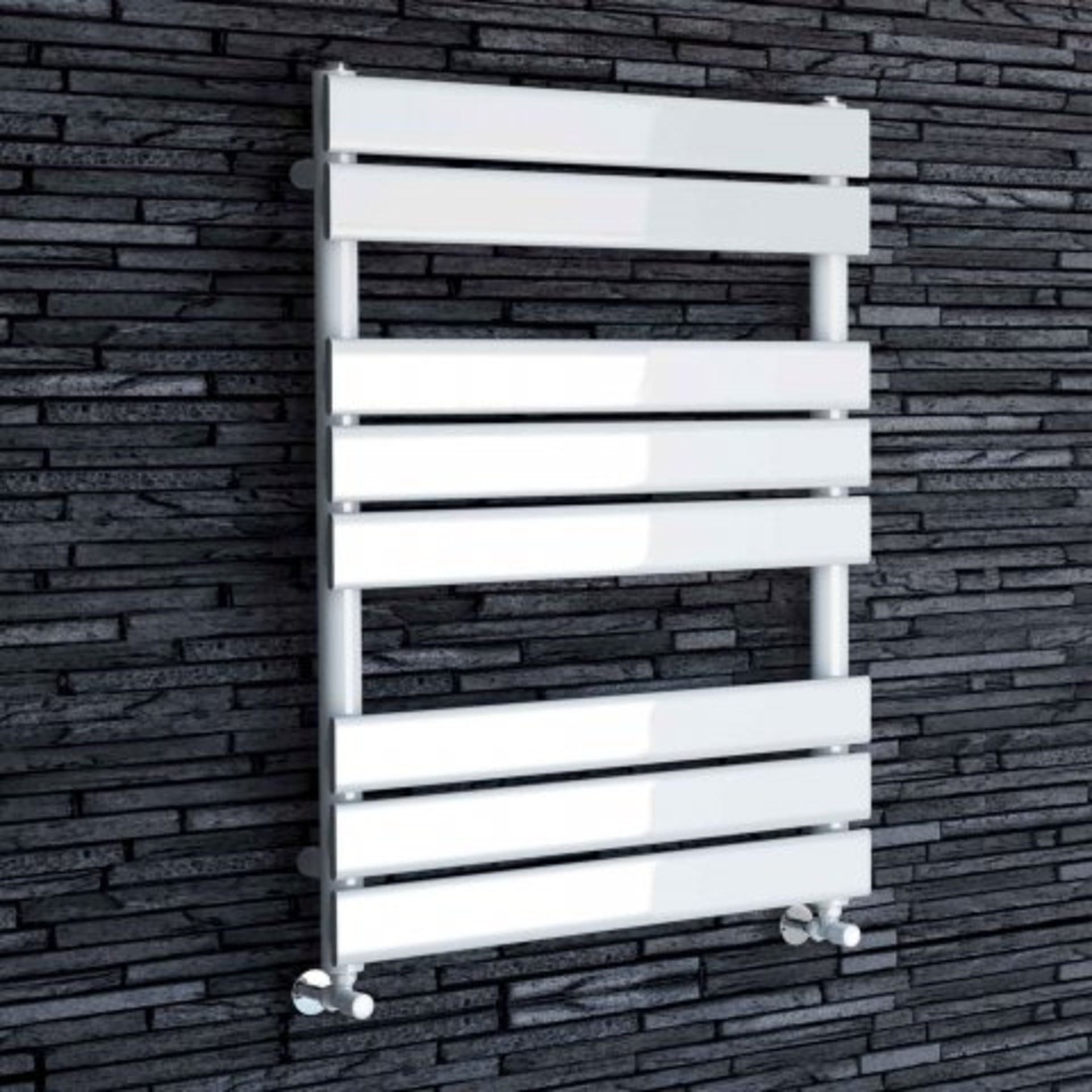 N6 - 800x600mm White Flat Panel Ladder Towel Radiator - Medina Premium. RRP £176.99. Stylishly sleek