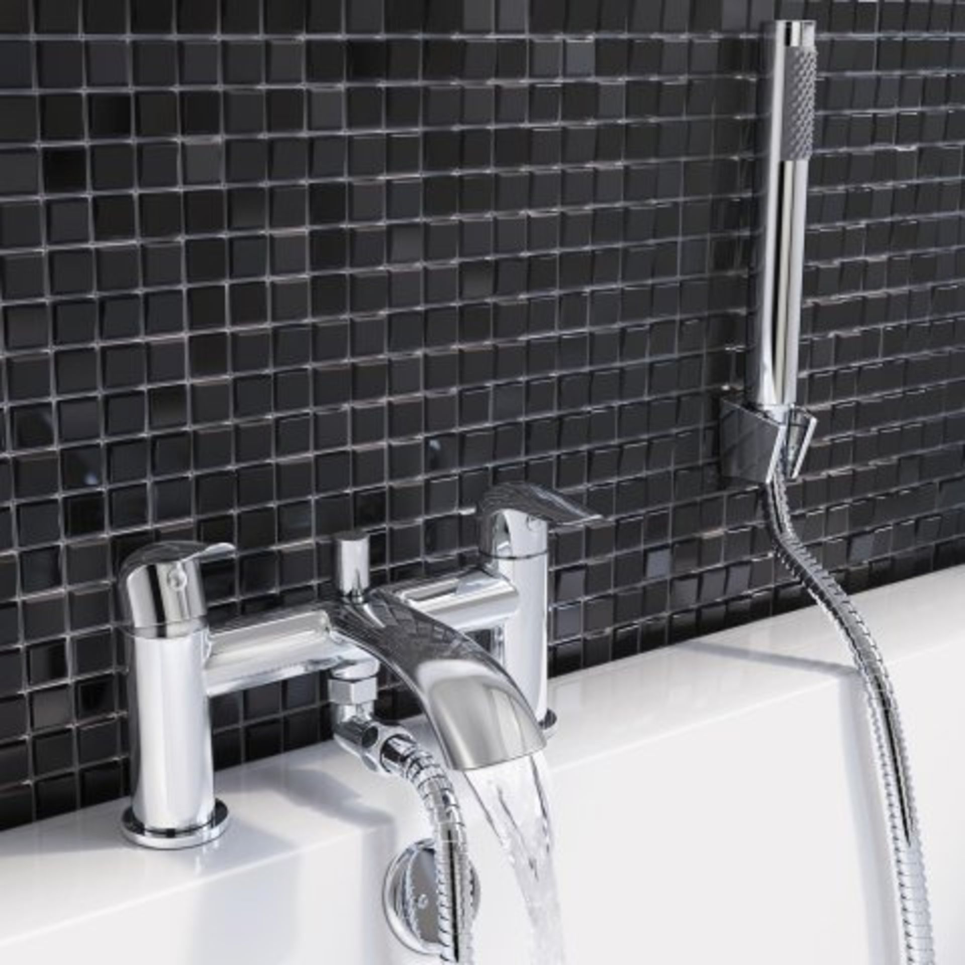 (SKU351) Melville Bath Mixer with Handheld Shower Head. RRP £174.99. The dramatically curved spout