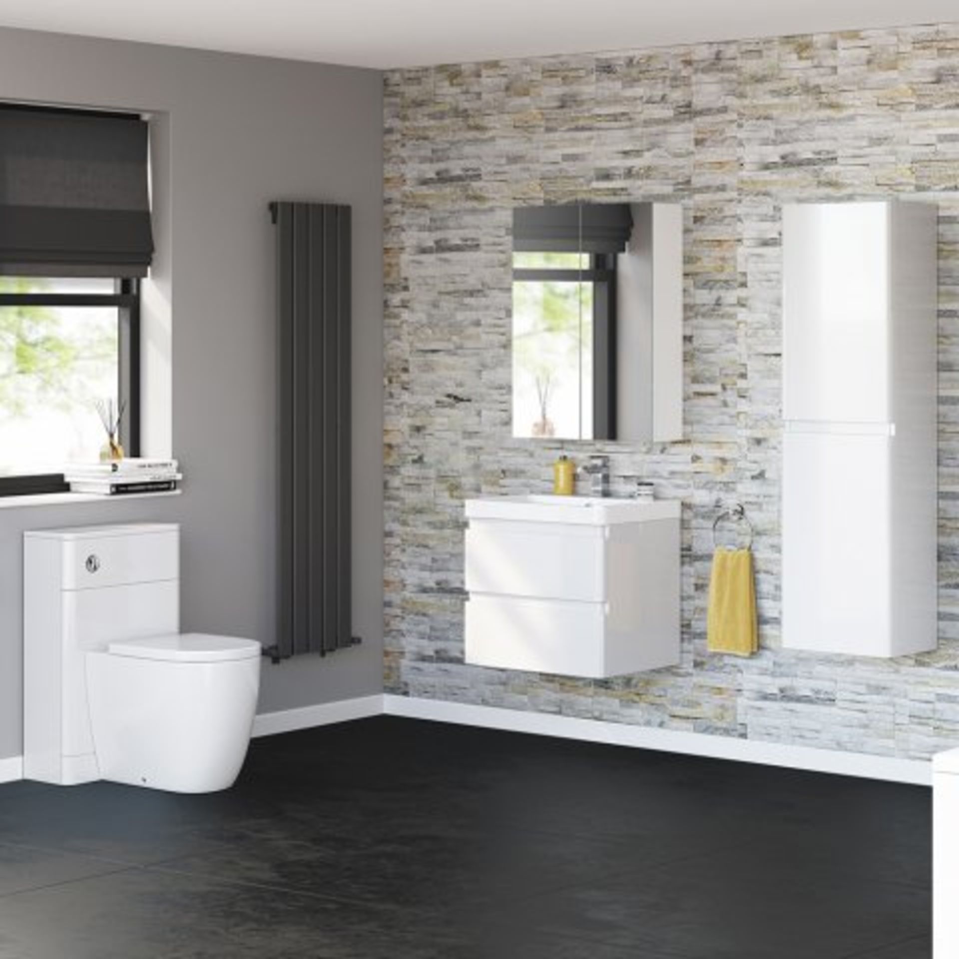 (REF49) 600mm Denver II Gloss White Built In Basin Drawer Unit - Wall Hung. RRP £499.99. WITH BASIN. - Image 3 of 3
