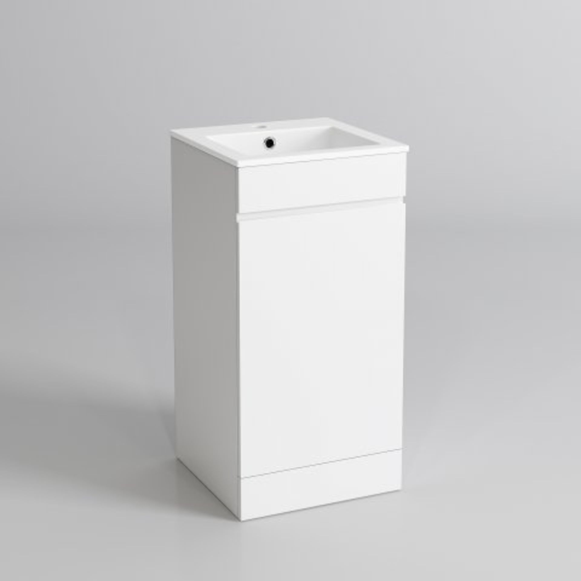 (REF34) 400mm Trent High Gloss White Basin Cabinet - Floor Standing. RRP £234.99. WITH BASIN This - Image 2 of 3