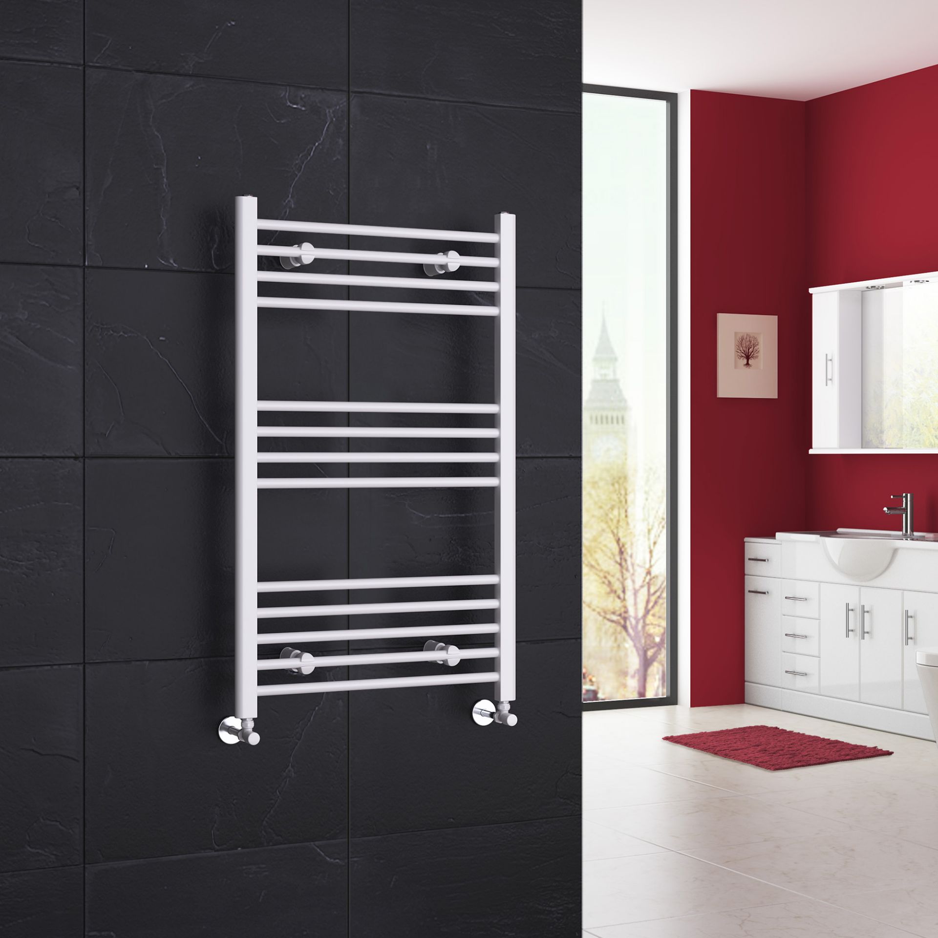 AA127- 1000x600mm White Straight Rail Ladder Towel Radiator - Polar Basic Offering durability and - Image 5 of 7