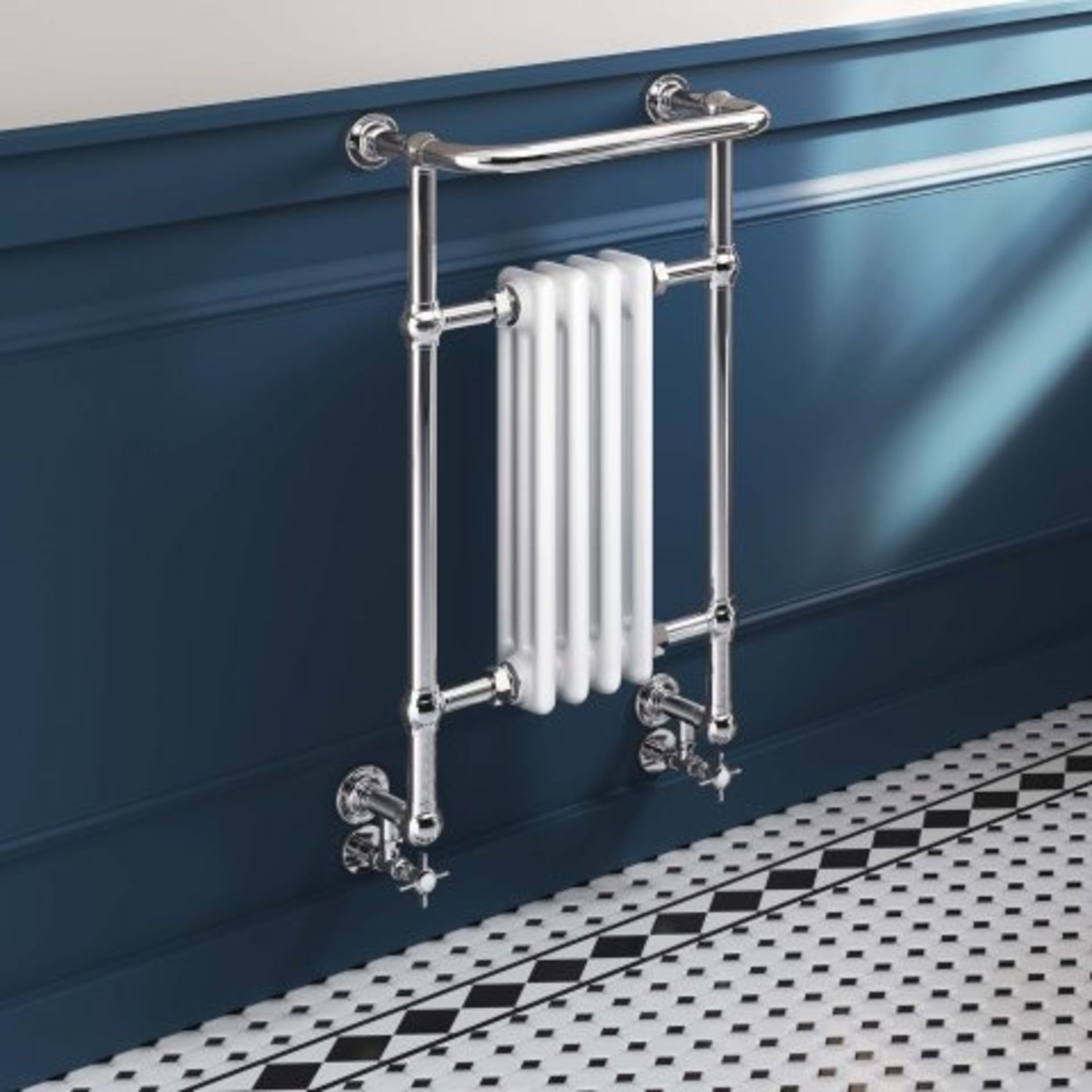 (REF7) 826x479mm Traditional White Wall Mounted Towel Rail Radiator - Victoria Premium. RRP £305.99.