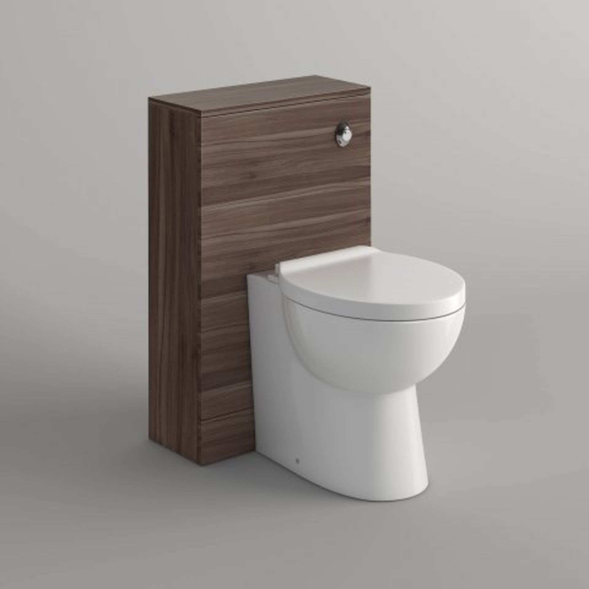 (SKU361) 500mm Slimline Walnut Effect Slimline Back To Wall Toilet Unit. RRP £161.99. This - Image 2 of 3