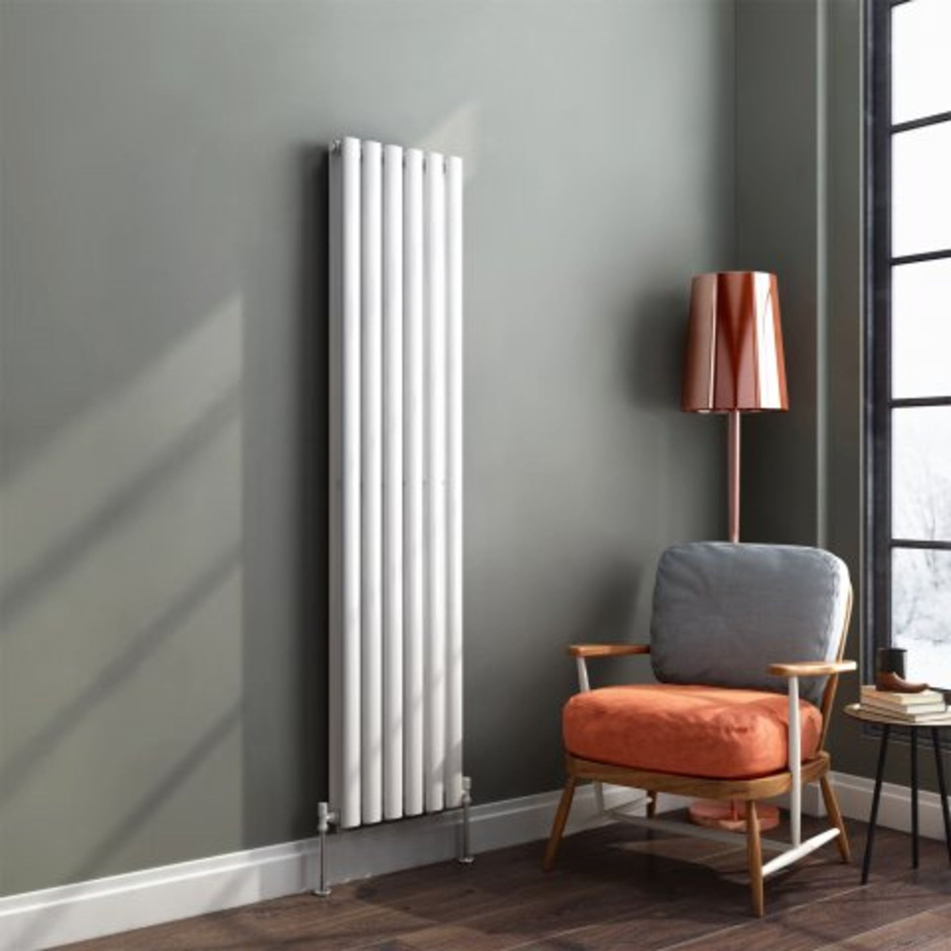 (SKU362) 1600x360mm Gloss White Double Oval Tube Vertical Radiator - Ember Premium. RRP £247.99. Our - Image 4 of 4