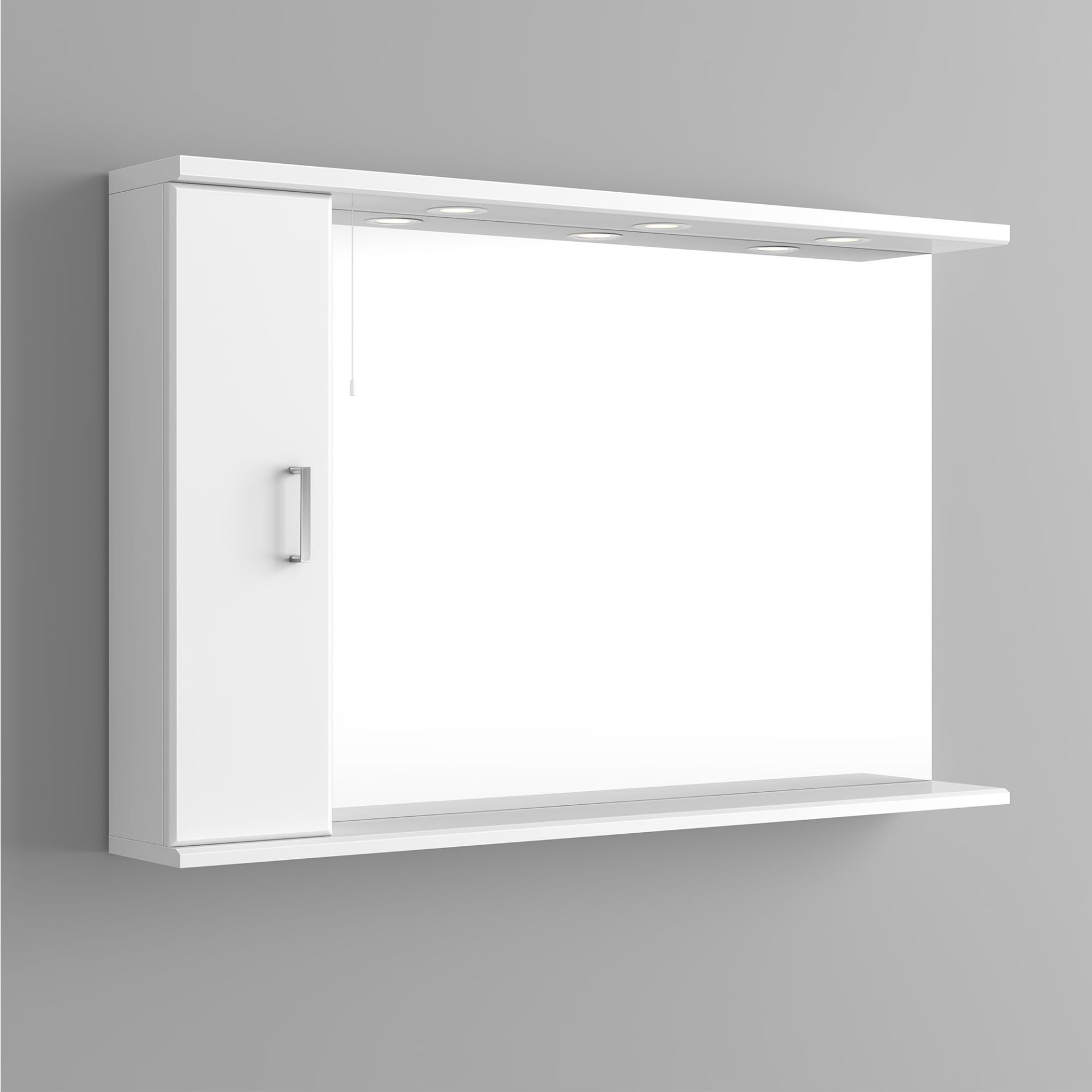 AA117- 1200mm Quartz Gloss White Bathroom Mirror Cabinet & Light. RRP £424.99. Enjoy reflection