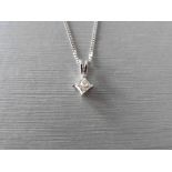 Solitaire diamond pendant set with a 0.40ct princess cut diamond. Set in a 4 claw setting and