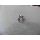 18ct white gold diamond cluster style earrings each set with 4 small brilliant cut diamonds, H
