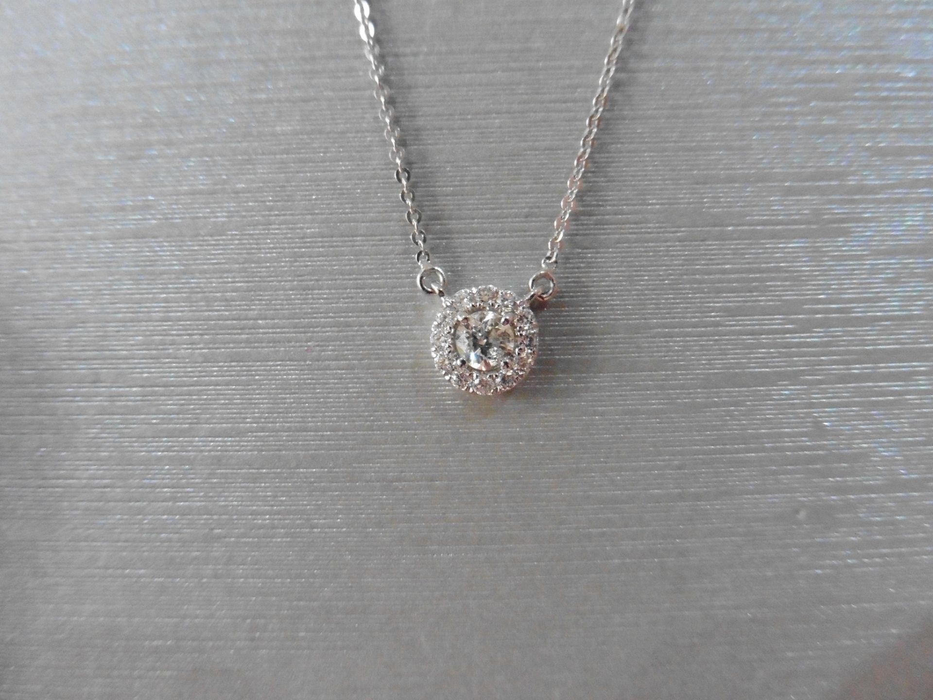 18ct white gold diamond pendant. Set with a centred 0.30ct russian cut diamond, H colour and SI2 - Image 3 of 3