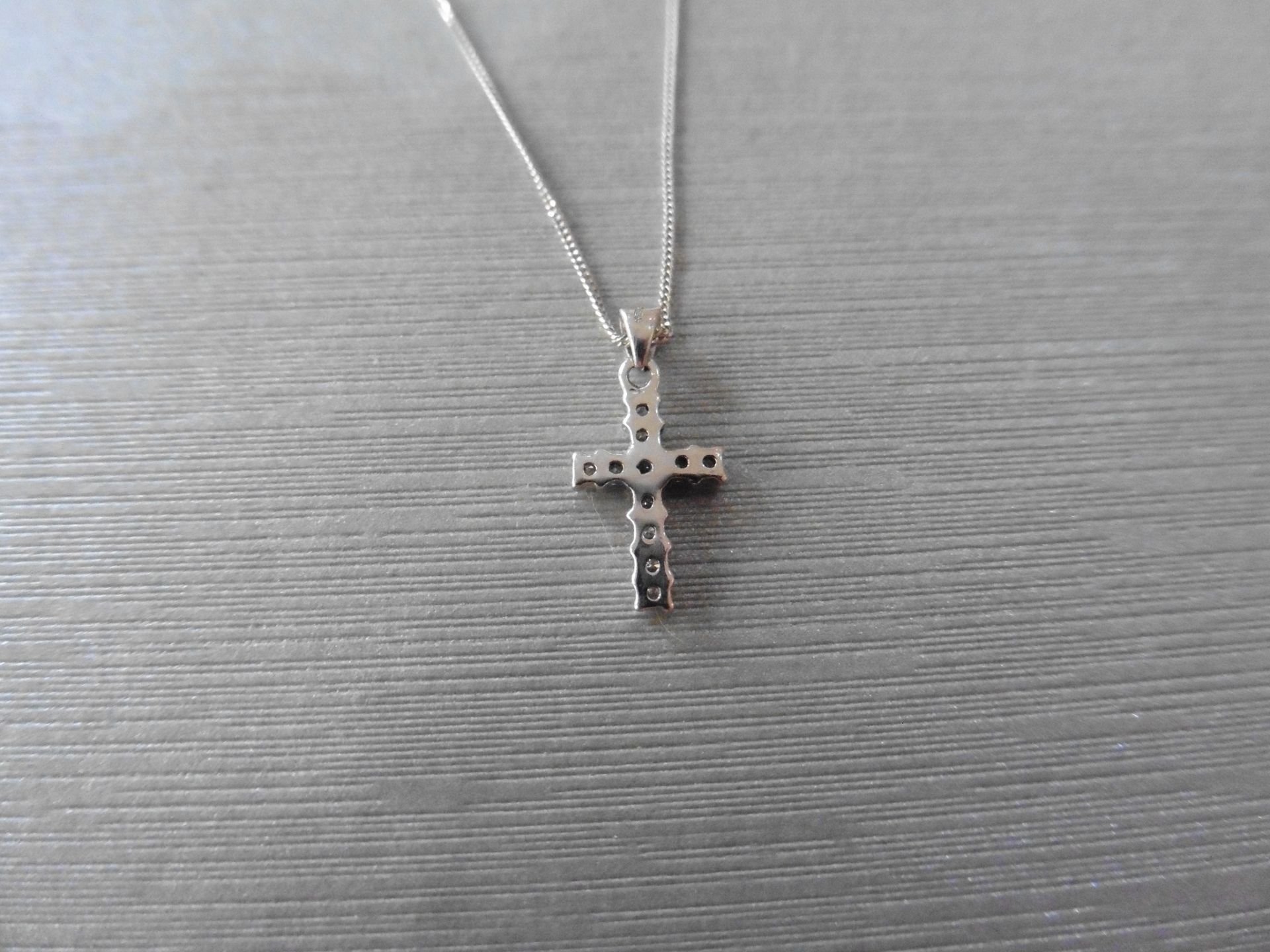 Diamond cross pendant set with small brilliant cut diamonds, total weight 0.10ct. H/I colour and si3 - Image 3 of 3