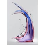 Italian Murano Sommerso Art Glass Leaping Marlin Fish Sculpture