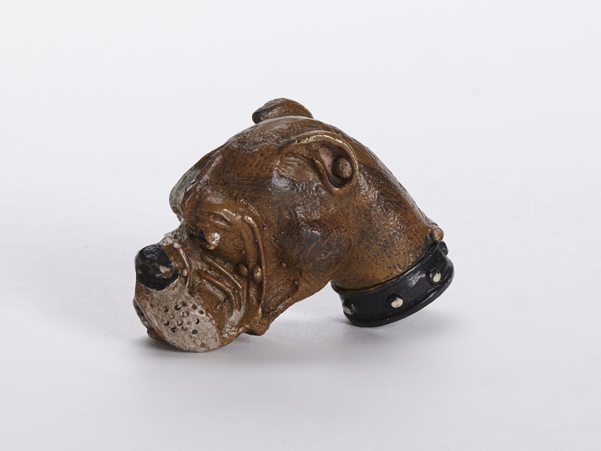 RARE COLD PAINTED BRONZE BULLDOG VESTA CASE EARLY 20TH C.