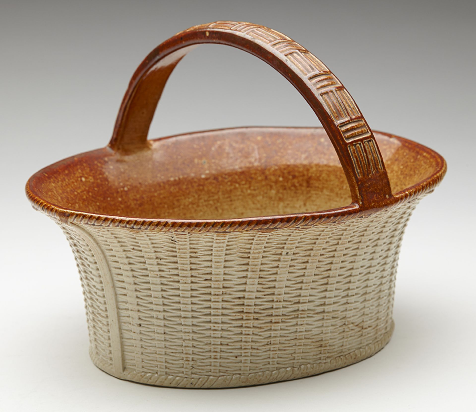 ANTIQUE S & H BRIDDON BRAMPTON SALT GLAZED HANDLED BASKET C.1850 - Image 10 of 12