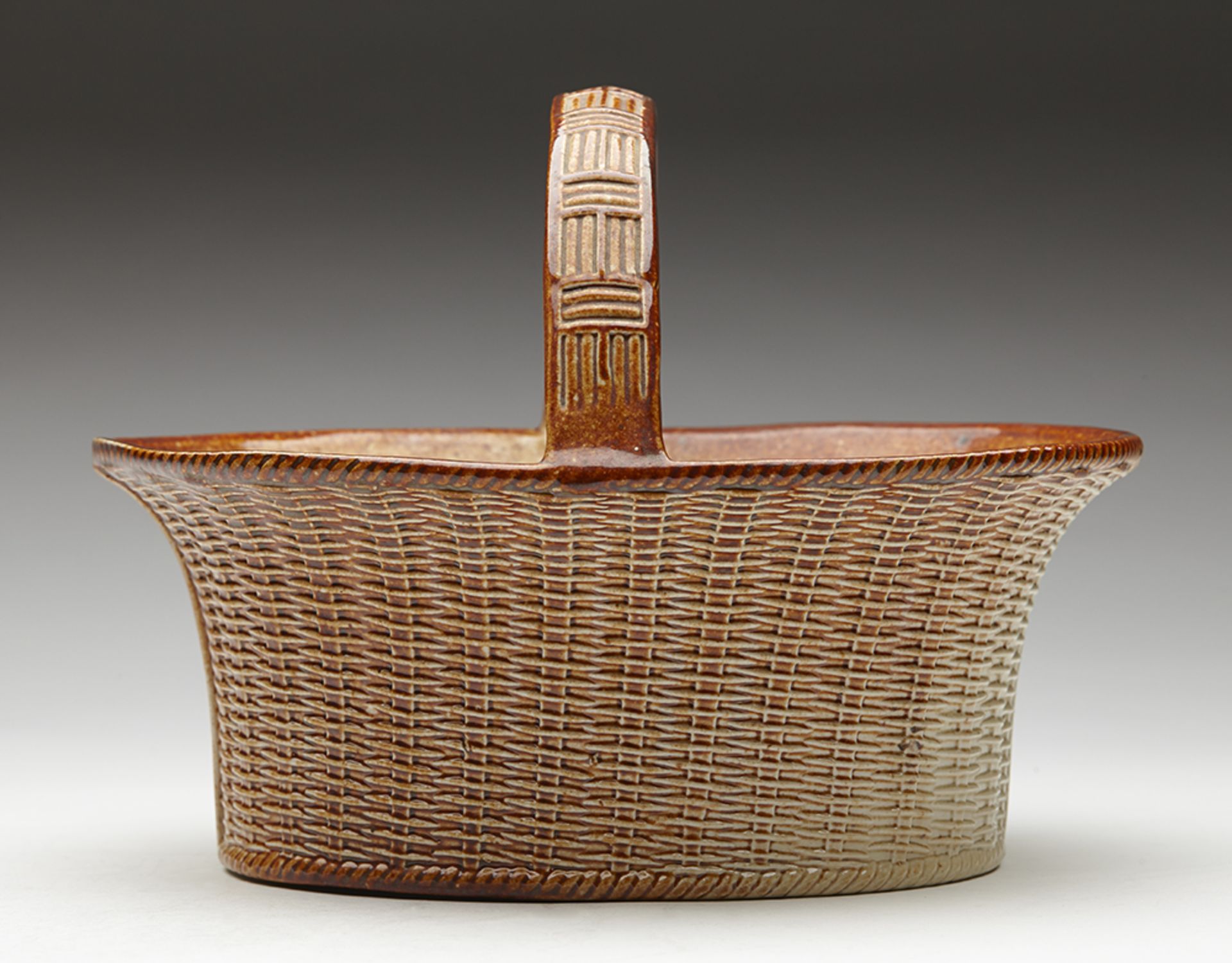 ANTIQUE S & H BRIDDON BRAMPTON SALT GLAZED HANDLED BASKET C.1850 - Image 2 of 12