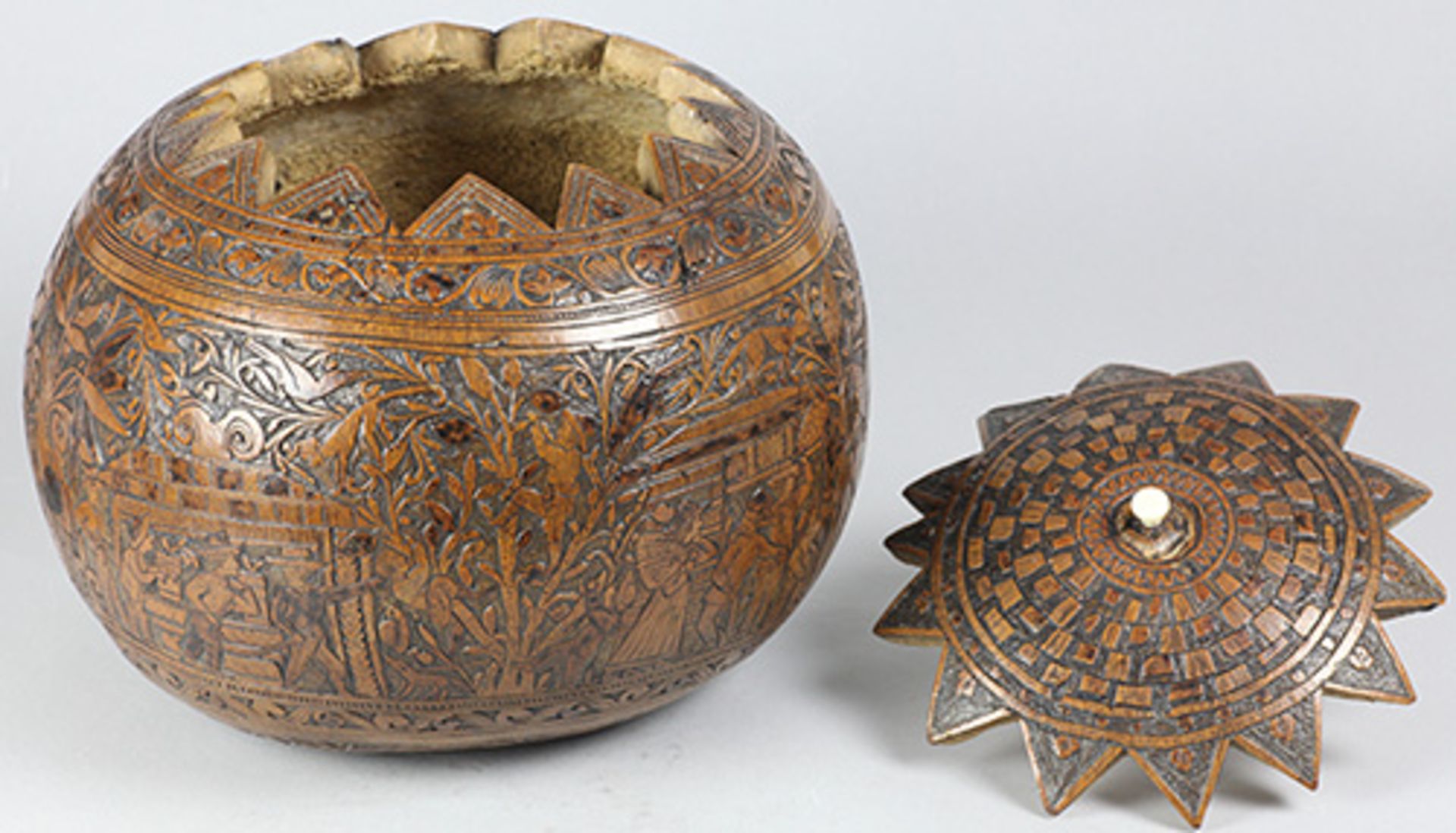 MUSEUM QUALITY HAND CARVED GOURD CONTAINER C.1800 - Image 5 of 11