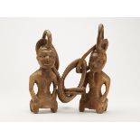 VINTAGE AFRICAN CHAINED WOODEN FIGURES 20TH C.