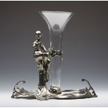 ART NOUVEAU STYLE PEWTER FIGURAL CENTRE PIECE 20TH C.