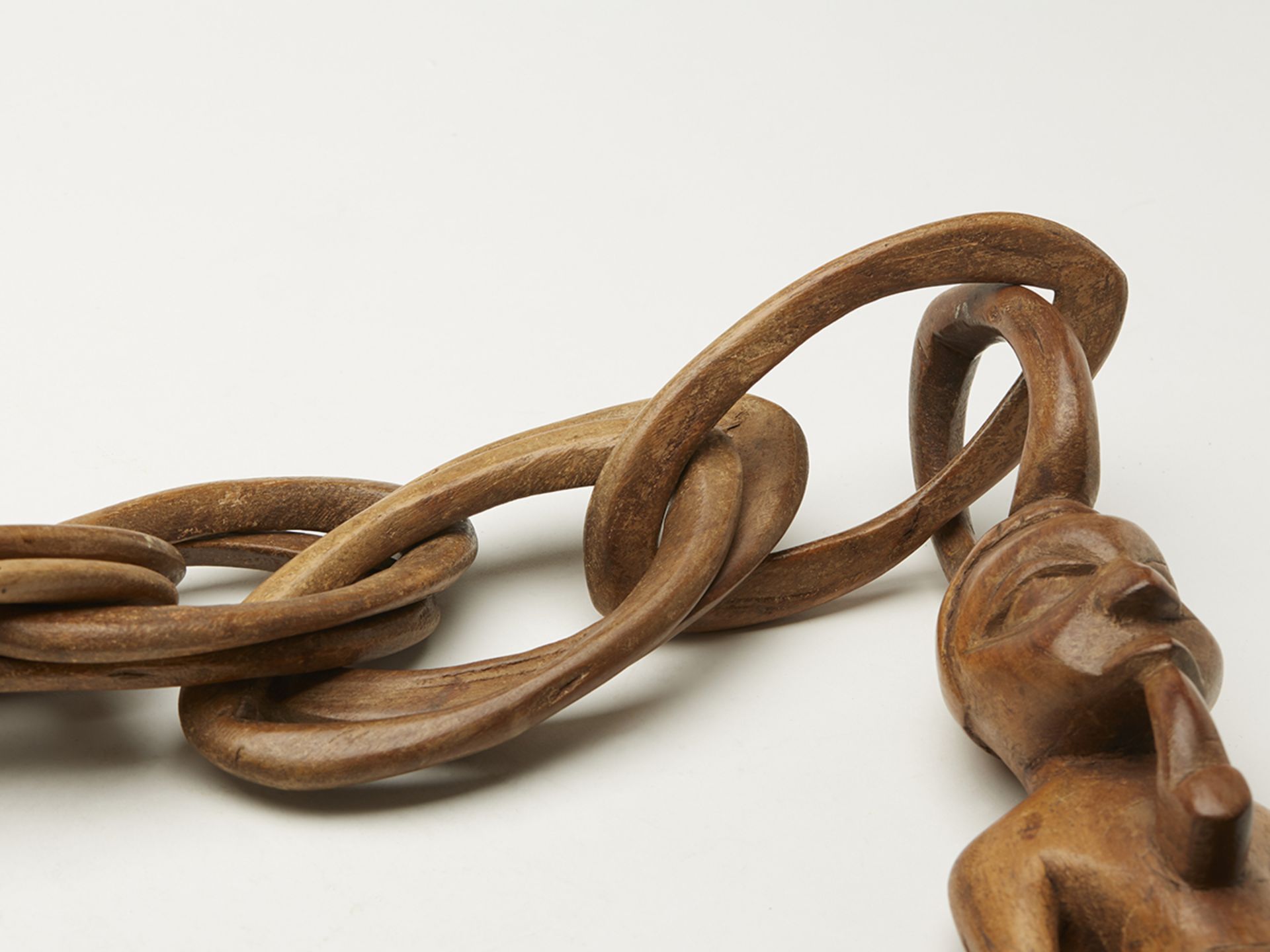 VINTAGE AFRICAN CHAINED WOODEN FIGURES 20TH C. - Image 6 of 13